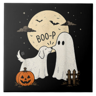 Retro Boo Boo-p Hund Geist Lustiges Halloween Fliese