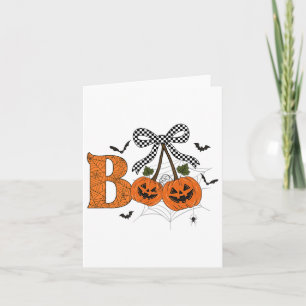 Retro Boo Ghost Pumpkin Cherries Bow Halloween Wom Karte