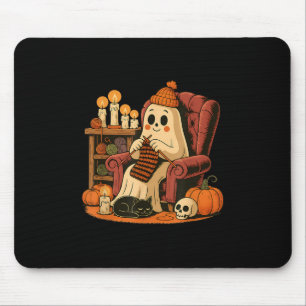 Retro Boo Ghost Yarn Crochet Knittern Halloween So Mousepad