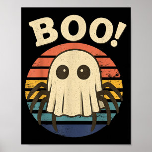 Retro Boo Spinne Gespenst Lustiges Halloween Kostü Poster