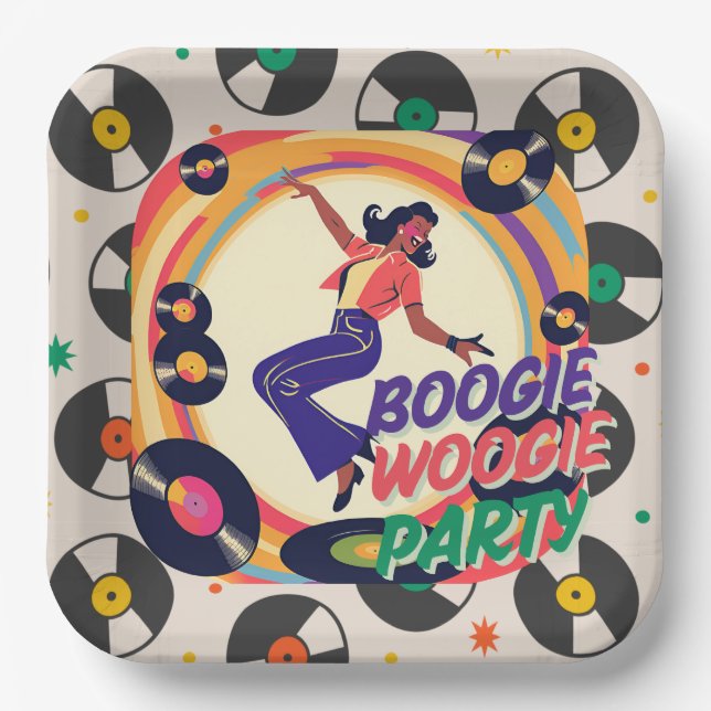 Retro Boogie Woogie Party Papierplatte Pappteller (Vorderseite)