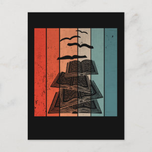 Retro Book Birds Library Bookworm Postkarte