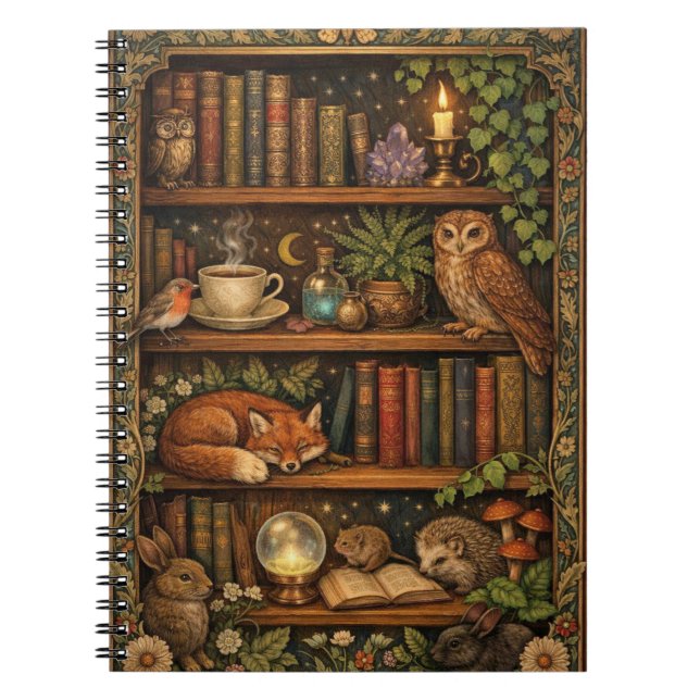 Retro book lover woodland animals notizblock (Vorderseite)