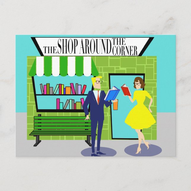 Retro Book Lovers Postkarte (Vorderseite)