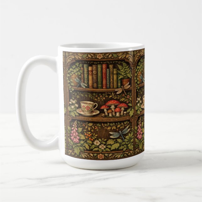 Retro book shelf mushrooms coffee floral  kaffeetasse (Links)
