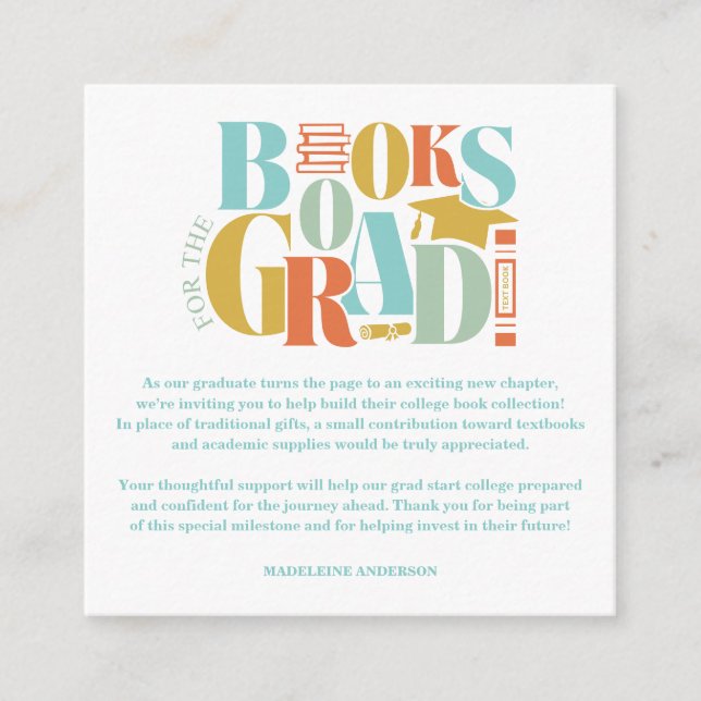 Retro Books For The Grad Graduation Checkerboard Begleitkarte (Vorderseite)