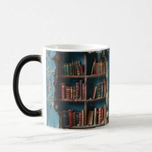 Retro Bookshelf Design Mug, Unique Artistic Coffee Verwandlungstasse