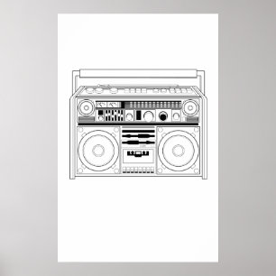 Retro Boom Box/Getto Blaster T - Shirt Poster