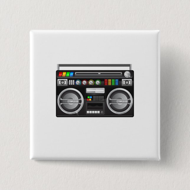 Retro-Boombox-Ghetto-Blaster-Grafik Button (Vorderseite)