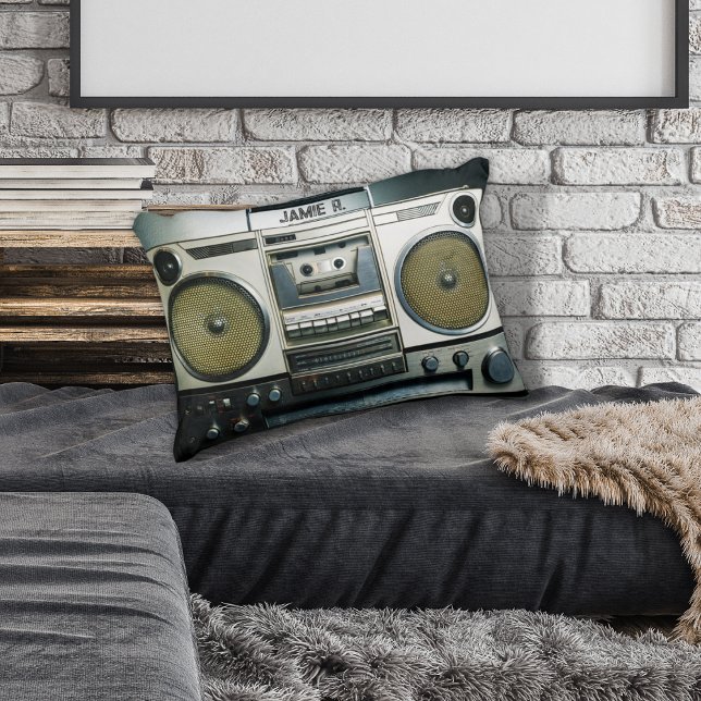 Retro Boombox Grau Dekokissen (Von Creator hochgeladen)