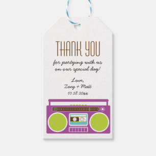 Retro Boombox Indie Mixtape Hochzeit Lila Limon Geschenkanhänger