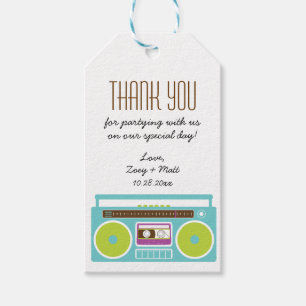 Retro Boombox Indie Mixtape Wedding Blue / Limon Geschenkanhänger