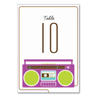 Retro Boombox Indie Mixtape Wedding (Lila/Limon) Tischnummer