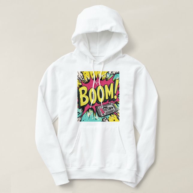 Retro Boombox-Knall Hoodie (Design vorne)