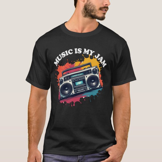Retro Boombox Music ist mein Jam T-Shirt (Vorderseite)