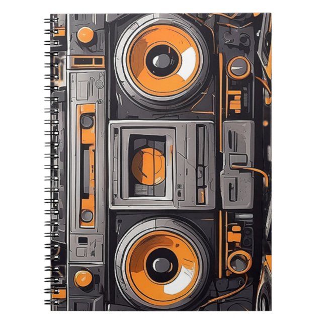 Retro Boombox Sketchbook Vibes Notizblock (Vorderseite)