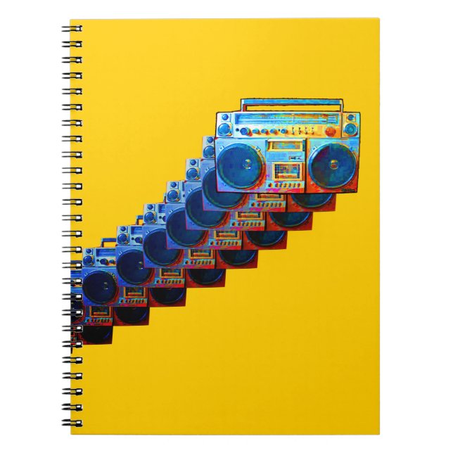 Retro Boomboxes Notizbuch Notizblock (Vorderseite)