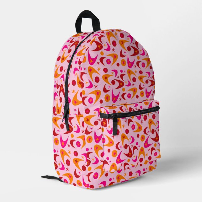 Retro Boomerangs Bedruckter Rucksack (Rückseitige Ecke links)