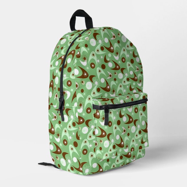 Retro Boomerangs Bedruckter Rucksack (Rückseitige Ecke links)