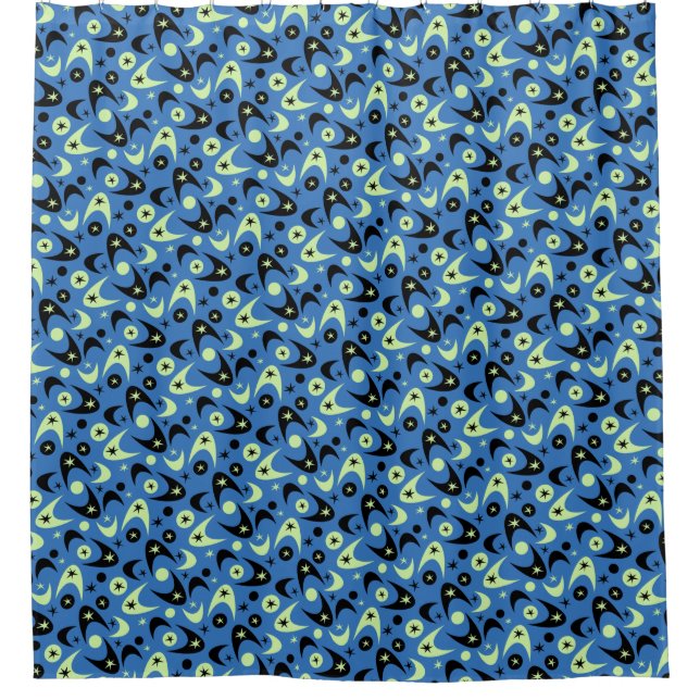 Retro Boomerangs Duschvorhang (Vorderseite)