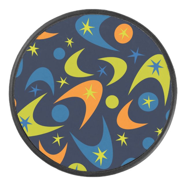 Retro Boomerangs Eishockey Puck (Vorderseite)