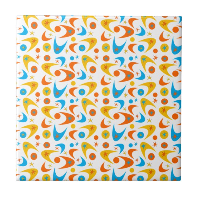 Retro Boomerangs Fliese (Vorderseite)