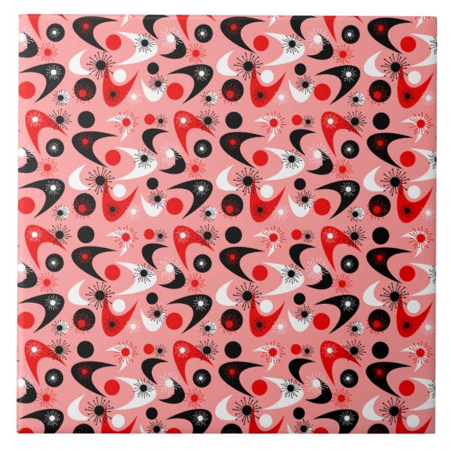 Retro Boomerangs Fliese (Vorderseite)