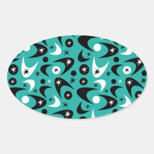 Retro Boomerangs Ovaler Aufkleber