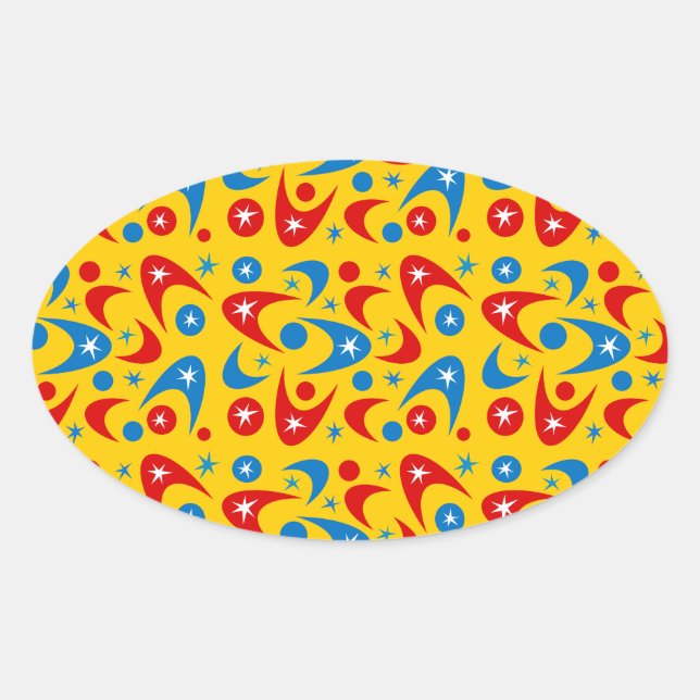 Retro Boomerangs Ovaler Aufkleber (Vorderseite)