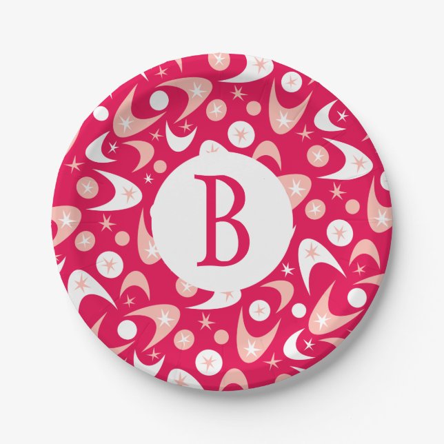 Retro Boomerangs Pappteller (Vorderseite)