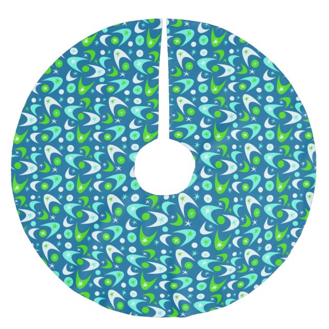 Retro Boomerangs Polyester Weihnachtsbaumdecke (Vorderseite)