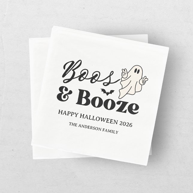 Retro Boos & Booze Spooktacular Halloween Serviette (Von Creator hochgeladen)