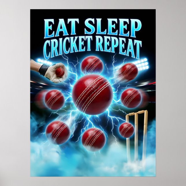 Retro-Bootleg-Cricket-Grafik Poster (Vorne)