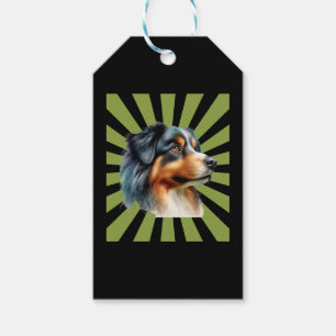 Retro Border Collie Sonnenstrahl Grafikdesign Geschenkanhänger