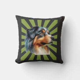 Retro Border Collie Sonnenstrahl Grafikdesign Kissen