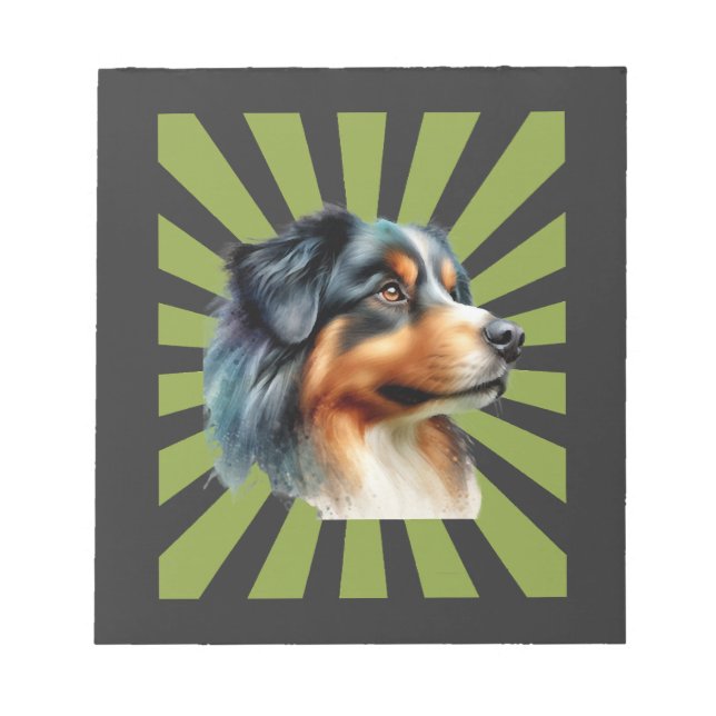 Retro Border Collie Sonnenstrahl Grafikdesign Notizblock (Vorderseite)