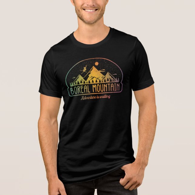 Retro Boreal Mountain Ski Tri-Blend Shirt (Vorderseite)
