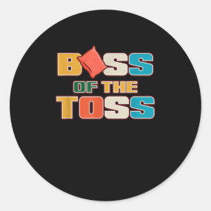 Retro Boss Of The Toss Bean Bags Toss Cornhole Runder Aufkleber