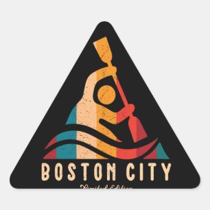 Retro Boston City Kayaking Dreieckiger Aufkleber