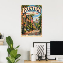 Retro Boston Massachusetts Reise Beacon Hill