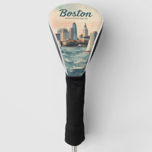 Retro Boston-Silhouette & Segelboote   Massachuset Golf Headcover
