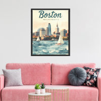 Retro Boston-Silhouette & Segelboote | Massachuset