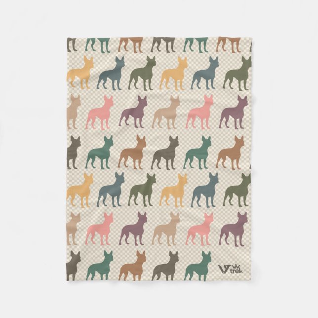 Retro Boston Terrier Dog Lover Blanket Gift Thread Fleecedecke (Vorderseite)