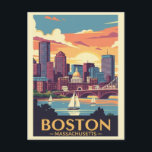 Retro Boston Vintage Travel Sailboats Hafen Postkarte<br><div class="desc">Jeder würde Liebe,  diese Vintage Reise Postkarte mit einer Retro-Abbildung der Stadt Skyline und Segelboote im Hafen von Boston,  Massachusetts zu erhalten!</div>