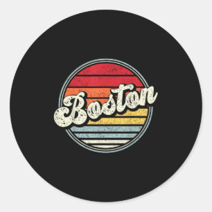 Retro Boston Zuhause Staat Cool 70er Style Sunset Runder Aufkleber