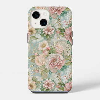 Retro-Botanik, Mädchenhaft iPhone 14 Hülle