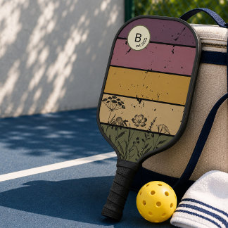 Retro Botanische Wildblume 80er Pickleball Schläger