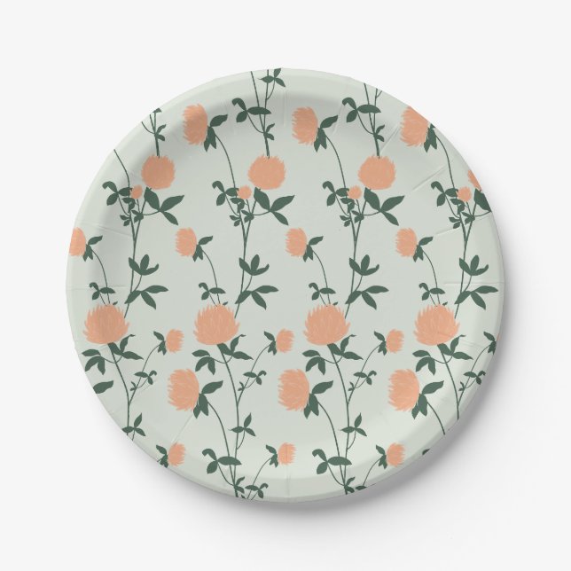Retro-Botanischer Wiesen-Klee | Sanfter Frühling Pappteller (Vorderseite)