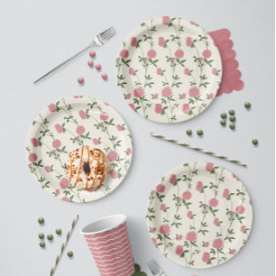 Retro-Botanischer Wiesen-Klee   Vintage-Archiv Pappteller
