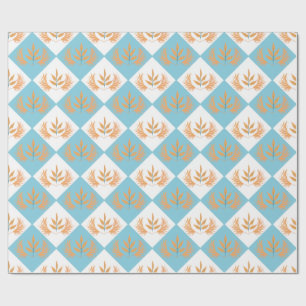 Retro-botanisches geometrisches Muster Orangenbl Geschenkpapier